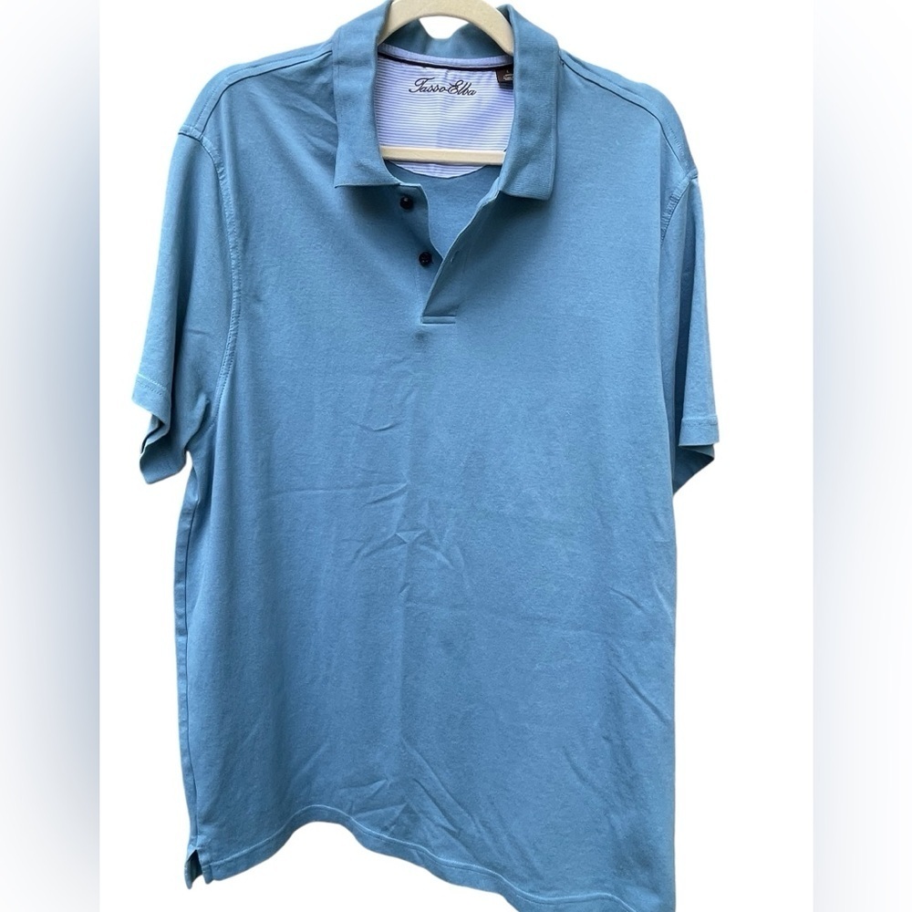 💙⛳️Tasso Elba size L golf shirt in cool slate blue color. Soft, high quality!